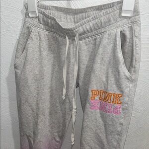 PINK Victoria's Secret Kids Light Gray Joggers with Colorful Logo